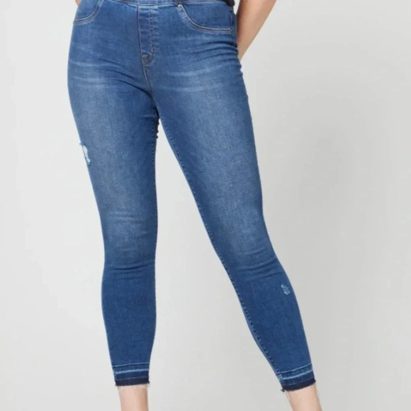 SPANX Denim - Spanx Distressed Ankle Skinny Jean Medium Wash